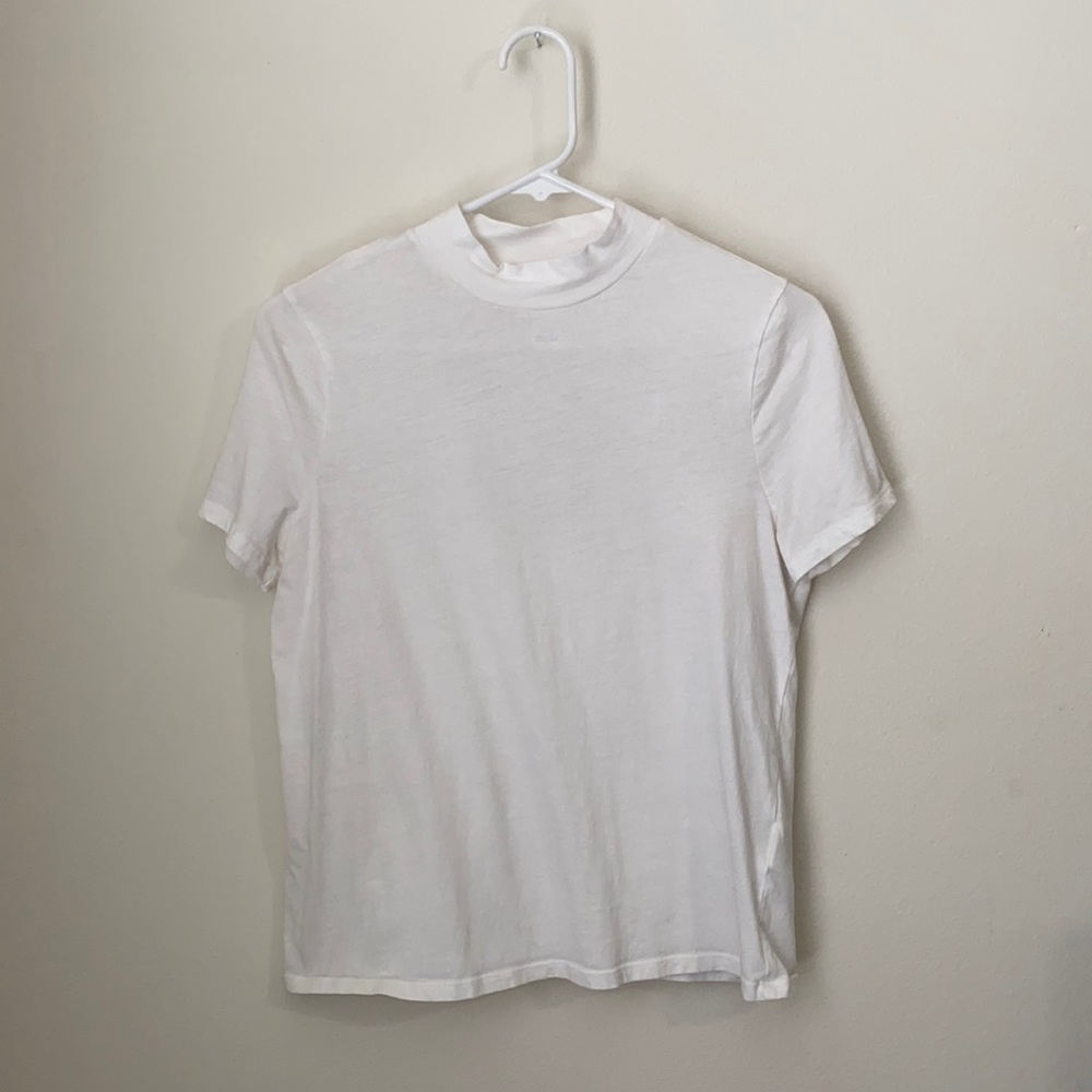 White mock turtle neck tee